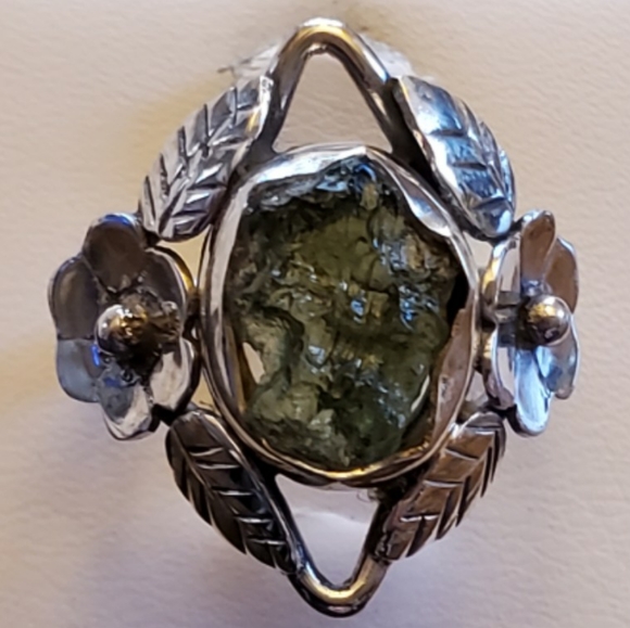 Jewelry - Genuine Czech Moldavite Southwestern Ring 8